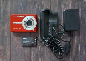 Casio EXILIM CARD EX-S600 Digital Camera Orange Battery Charger Case Cord Tested - Picture 1 of 3