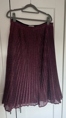 Whistles Sparkle Pleated Skirt UK 14 Pink Xmas Party Midi Lined - Image 1 of 4