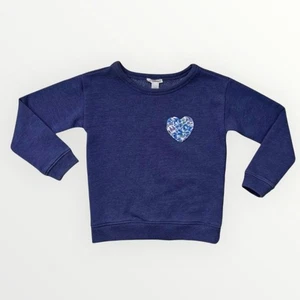 Crewcuts Sweatshirt Girls 4 XS Blue Crewneck Floral Heart Pullover Casual Fall - Picture 1 of 7