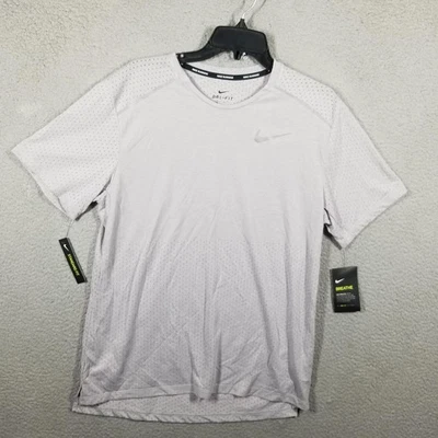 Nike Dri-FIT Breathe Camisa para Correr Para Hombres Gris Medio Manga Corta Camiseta Atlética Foto 1 de 4