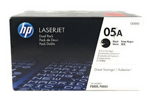 NEW Genuine HP 05A Dual Pack Black Original LaserJet Toner Cartridges CE505D - Picture 1 of 5
