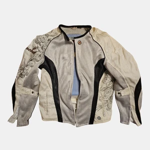 Joe Rocket Cleo Mesh Motorcycle Jacket Womens L Perforated Mesh Silver Black - Foto 1 di 10