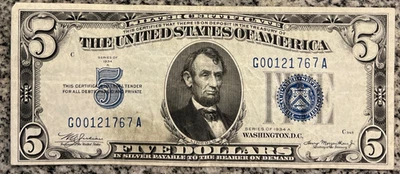 Certificado de plata $5 1934-A ¡SIN CIRCULAR!! Foto 1 de 4