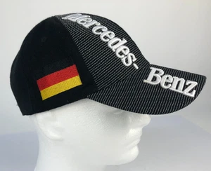 Berretto Baseball Mercedes Benz Nero Bianco Logo Regolabile Strapback Cappello Ricamato - Foto 1 di 11