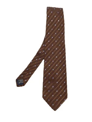 Corbata Hombre ERMENEGILDO ZEGNA Marrón Rayas Seda M En Italia Buen Estado Foto 1 de 4