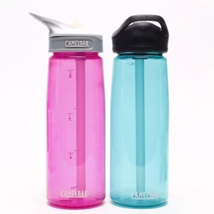 CAMELBAK Pink & Blue 24oz 750ml BPA Free Plastic Travel Water Bottles Lot of 2 - Picture 1 of 9