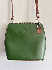 Ladies Square Shaped Vera Pelle Small Leather Crossbody Shoulder Handbag VP011