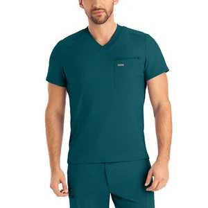 Landau Forward Men's 2-Pocket V-Neck Scrub Top - LT111 FREE SHIPPING! - Picture 1 of 11