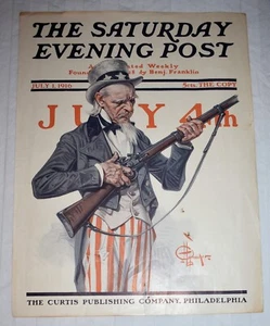 164a. A/S, LEYENDECKER COVER ONLY JULY 1, 1916 SATURDAY EVENING POST UNCLE SAM! - Picture 1 of 2