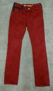 'LA VIDA ES CHULA'  Jeans Girls Denim Skinny Red Print Sz 7-8  Very Nice  Play - Picture 1 of 12