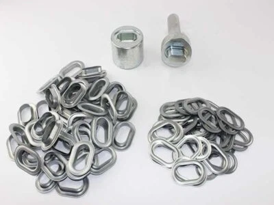 Oval Ösen Set Einschlagstempel 42x22 mm + 50 Ösen Zink Ösenstempel Setzeisen LKW - Bild 1 von 2