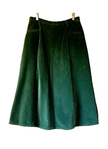 Vtg Orvis Women Sz 10 Green Corduroy A-Line Midi High Waist Skirt - Picture 1 of 11