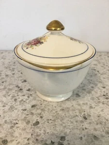 Vintage 22K Gold Handles, Ivory Porcelain By Sebring Sugar Bowl with Lid - Picture 1 of 7