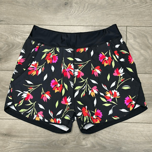 Land’s End 4.5” Tummy Control Black Floral Boardshorts Swim Shorts Size 6