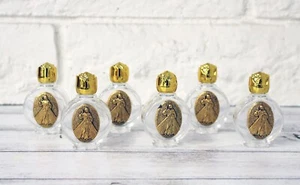 6pc Gold Embossed Divine Jesus Holy Water Glass Bottle Party Favor Gift Baptism - Picture 1 of 2