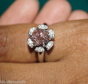 1.50 ct Natural Raw Red diamond ring Uncut rough diamond ring 925 silver NR85 - Picture 1 of 5