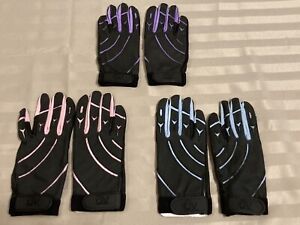 NEW Ladies Ovation Leather Riding Glove Pink, Blue, and Purple Set of 3