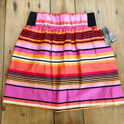 NWT BCX Striped Mini Skirt Pink Black Orange M Juniors - Image 1 of 4