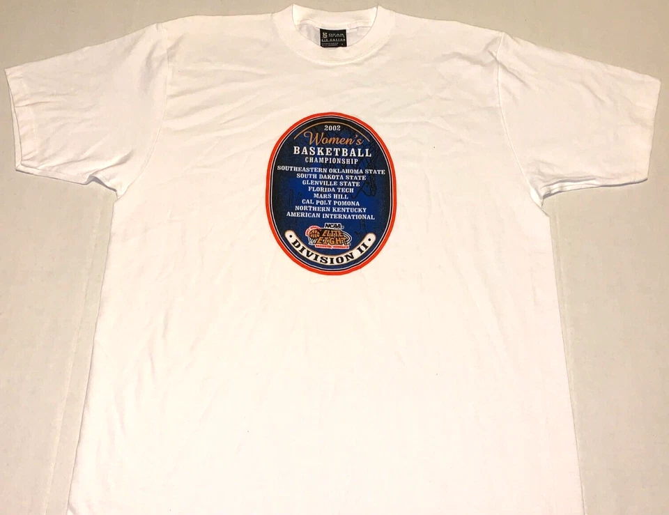 Camiseta de baloncesto rara vintage 2002 NCAA para mujer Elite Eight D-II nueva para hombre GRANDE Foto 1 de 1