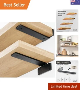Heavy Duty Floating Shelf Bracket 6 inch-6 Pack with 1/4”-Thick Metal Black, ... - Picture 1 of 10