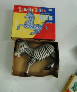 Vintage Blech Litho UHRWERK SPRINGEN ZEBRA OVP funktioniert MS 505 - Bild 1 von 4