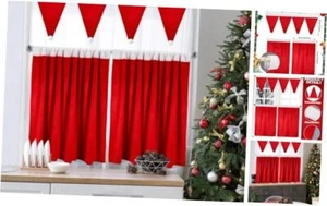 Christmas Kitchen Curtains Valances Set 3pcs Red Kitchen Window Curtains - Picture 1 of 8