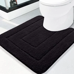 Alfombra de contorno de baño de microfibra Alfombra de inodoro en forma de U - Picture 1 of 7
