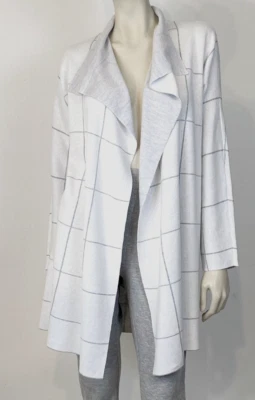 Cárdigan EILEEN FISHER Ventana Algodón Seda Talla S Blanco/Perla $348 NUEVO Foto 1 de 4
