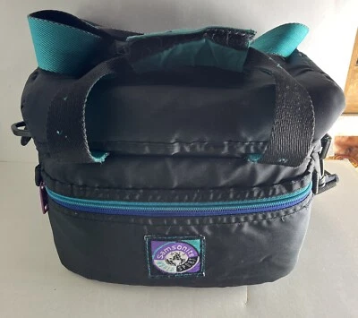 Vintage Samsonite World Sport Padded Camera Bag Teal Purple Black W Strap Retro - Image 1 of 4