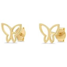 Solid 14K Gold Silhouette Butterfly Stud, Dainty Earrings for Women and Girls