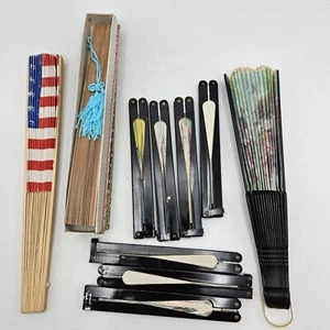 Vintage Handheld Paper Fan Lot ~ - Picture 1 of 19