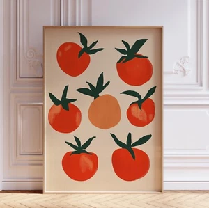 Póster retro con impresión de arte de pared de comida de tomate de cocina italiana - Imagen 1 de 6