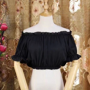 Lady Cropped Tops Short Sleeve Blouse Lolita JK Shirt Ruffle Chiffon Tee Elegant - Picture 1 of 12