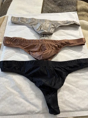 Men's Silky Satin Briefs Thong T-Back Pouch G-String Underwear - Image 1 of 2