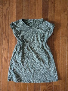 EUC Old Navy Girls Small 6/7 Olive Floral Everyday Short Sleeve Knit Dress - Picture 1 of 5