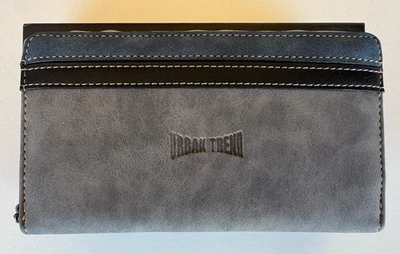 Portafogli Donna Urban Trend - Doppia Scomparto Con Cerniera - Col. Grigio/Blu - Immagine 1 di 4