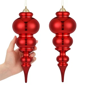 2 Pcs 12" Large Christmas Finial Drop Ornaments Giant Shatterproof Plastic Ch... - Bild 1 von 6