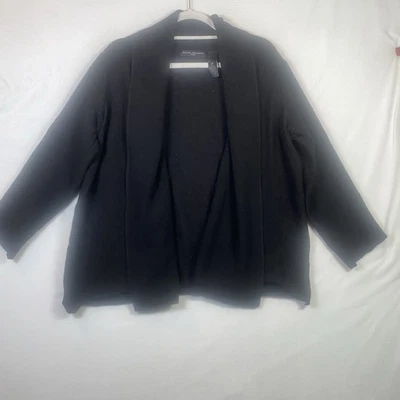 Cárdigan Elena Solano 100 % lana frente abierto - Para mujer 1X (negro) Foto 1 de 4