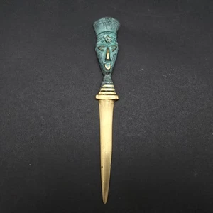 Vintage Solid Brass Face Letter Opener Made in Israel 7.25 in - Picture 1 of 7