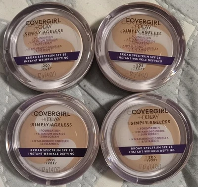 (x4) COVERGIRL+OLAY Simply Ageless Foundation (205 Ivory) New/Sealed  - Image 1 of 2