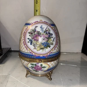 Vintage Neundorf Extra Large German Porcelain Egg 8”x5.5” Trinket Egg. - Picture 1 of 13