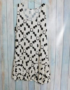 Vestido para mujer H&M XL blanco crema negro geométrico sin mangas cómodo - Imagen 1 de 6