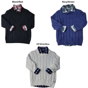 Gap Kids Boys Cable Knit Sweater & Button Up Dress Shirt, 2 Piece Set - Picture 1 of 8