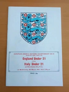 England U21 v Italy U21 programme 1978. Maine Road Manchester City. Superb. - Picture 1 of 2