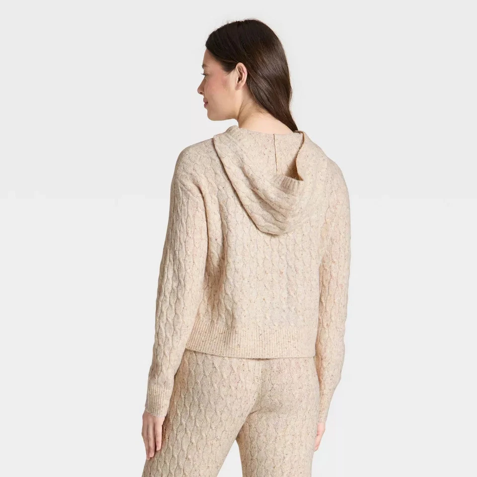 Women's Cashfeel Cable Knit Hooded Pullover Sweater - Auden - Image 1 of 1