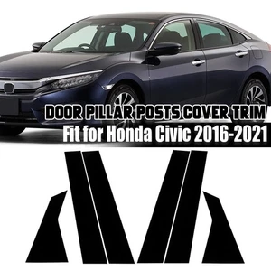 Juego de 6 postes de pilar negros moldura de ventana de puerta para Honda Civic Sedán 2016-21 décimo - Imagen 1 de 12