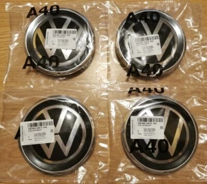 4X New Genuine OEM Volkswagen UP Wheel Center Hub Cap Silver Black 1S0601149DFXC - Picture 1 of 2