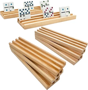Wooden Domino Racks/Trays Set of 8 Natural Domino Trays Holders Organizer for Me - Picture 1 of 12