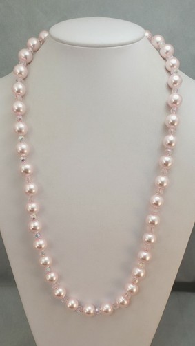 VETEMENTS Collana Perline Miste Rosa FINTA Perla Lucite Cristallo Spessa 27 in BELLA