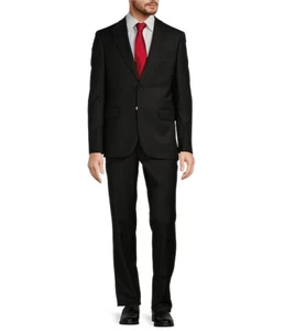 Hickey Freeman NY Imported Fabric Beacon Black Pinstripe Wool Suit Size 46 Long - Picture 1 of 7